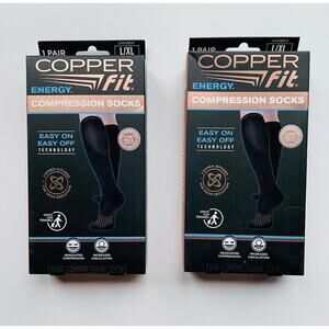 2 Pair Copper Fit Energy Compression Socks Size L/XL NEW